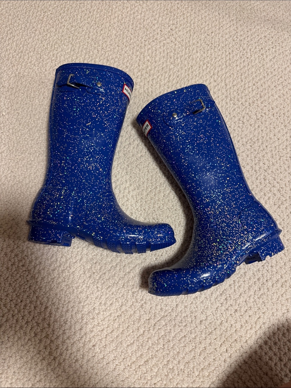 Kids Blue Glitter Rain Boots